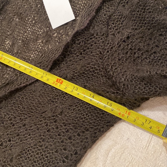 Le Chat Paris Soft Black Mohair Open Knit Sweater, Detailed Pin, Bell Sleeves - Picture 14 of 16